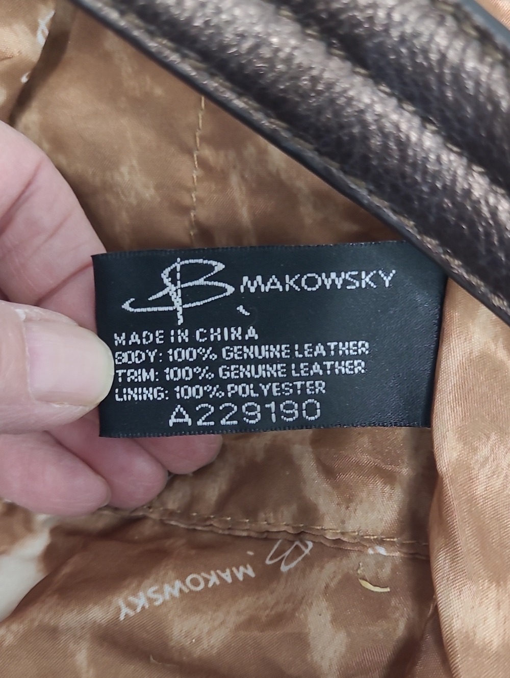 b. makowsky Blue and Black Leather Hobo Bag with Brown Handles - Picture 12 of 13